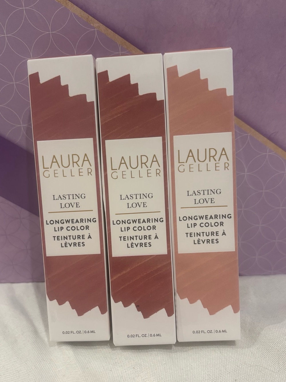 Laura Geller Lasting Love Longwear Lip Color Set NIB Mauve Buff Ginger